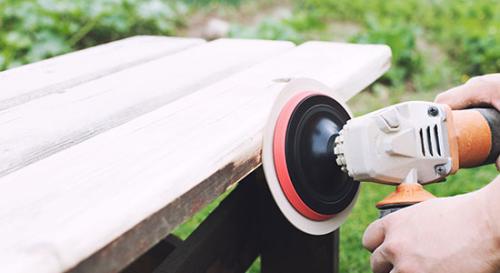 Electric sander fixing outdoor bench
